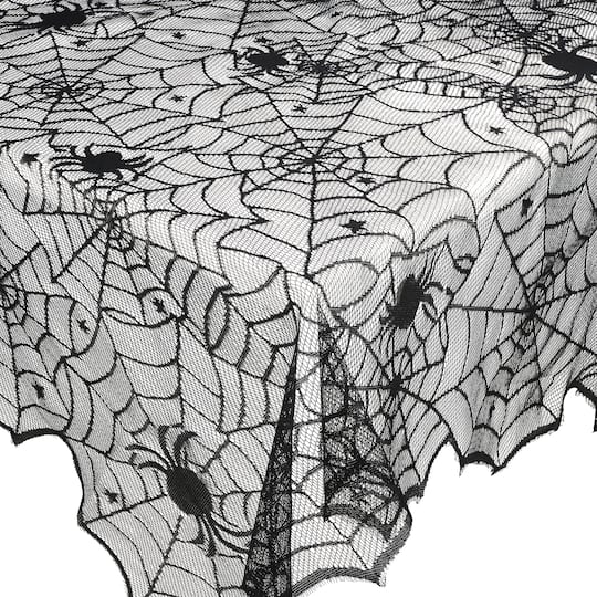 72" Black Spiderweb Lace Tablecover by Celebrate It™
